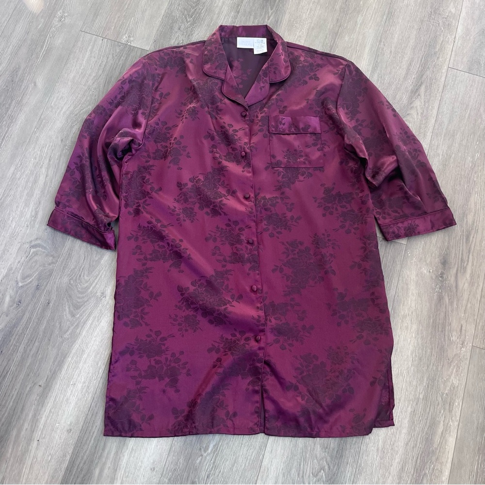 Secret Treasures Burgundy Floral Pajama Top Nightgown